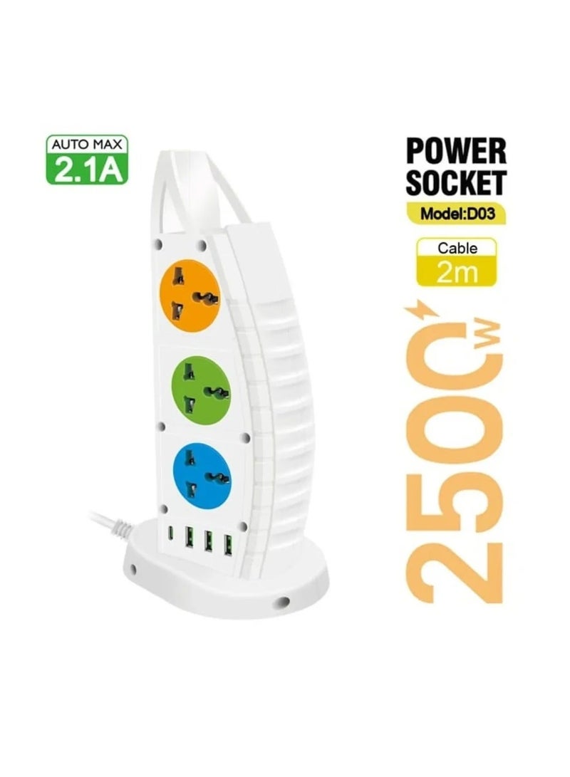 T G Smart Home Systems Styles 2500W 3 Power Socket White - Image 1