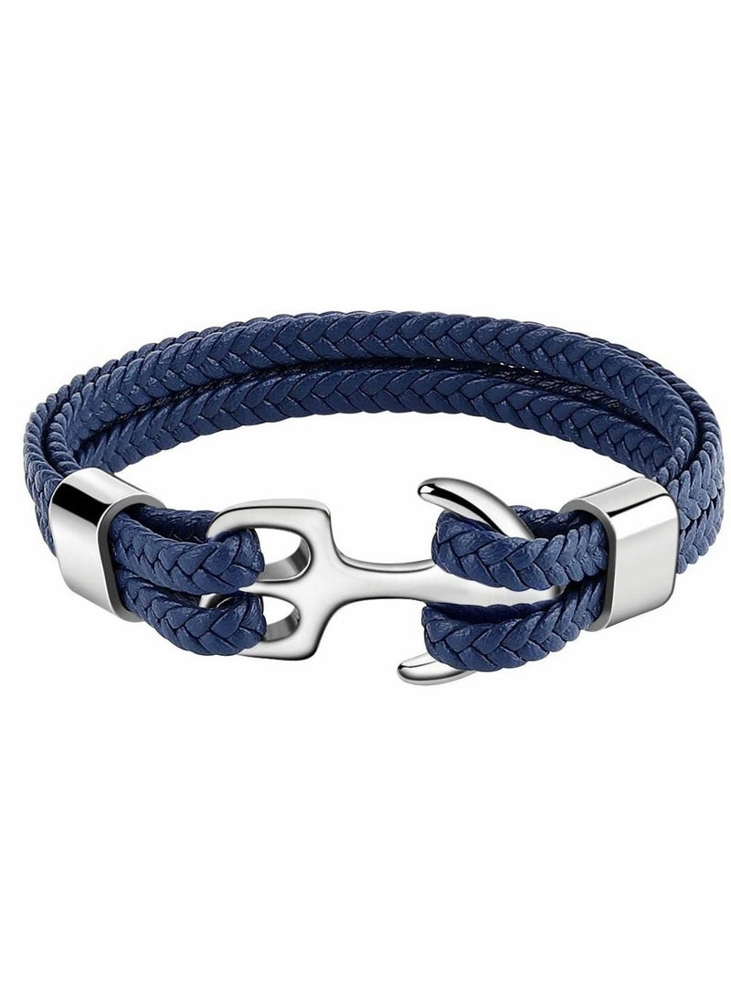 الأزرق جي دبليو Unisex Handmade Bracelet, Multilayer Vintage Anchor Cuff Bracelet - Image 1