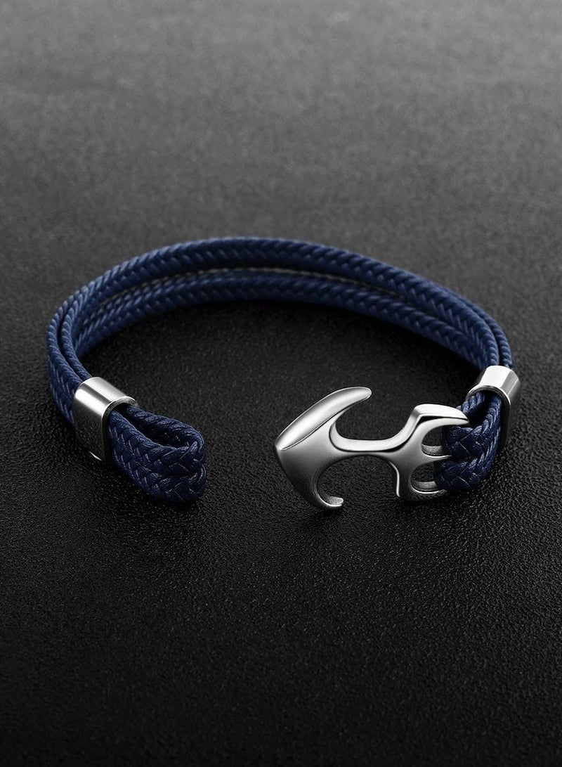 الأزرق جي دبليو Unisex Handmade Bracelet, Multilayer Vintage Anchor Cuff Bracelet - Image 3