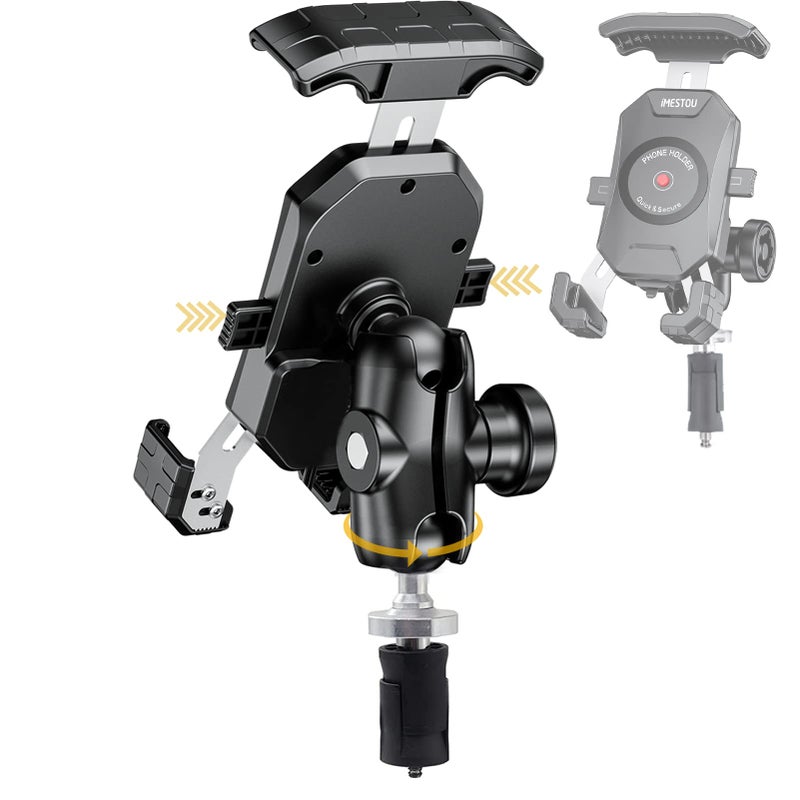 iMESTOU Motorcycle Fork Stem Phone Mount AntiTheft 1 Ball Phone Holder with Double Socket Arm Fits to RAM B Size Components 720 Rotation for 4070 Cellphones - Image 3