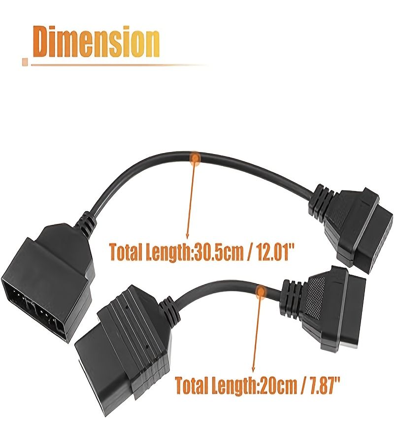 Black 17 Pin to 16 Pin OBD OBDII Adapter Cable Male to Female for Toyota - Image 2