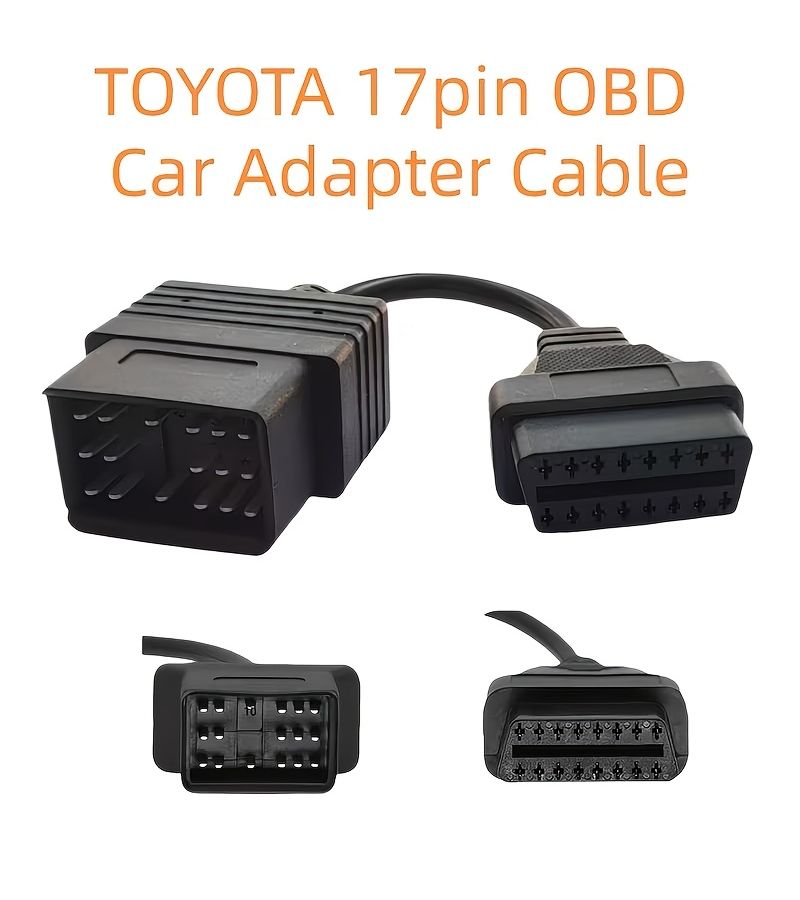 Black 17 Pin to 16 Pin OBD OBDII Adapter Cable Male to Female for Toyota - Image 3