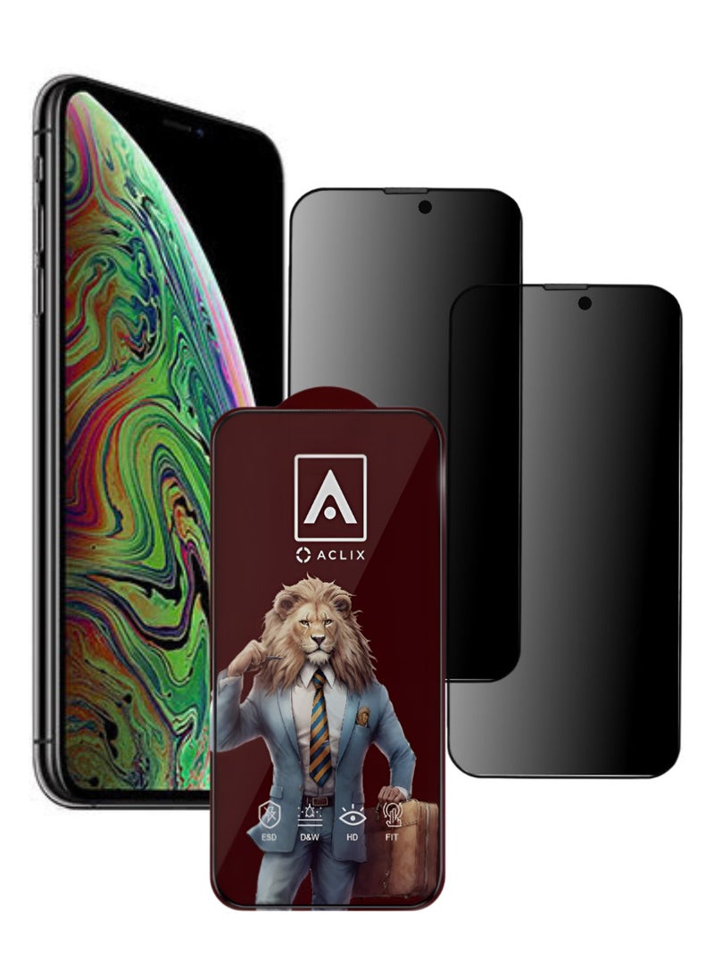 ACLIX 2 Pieces Antistatic ESD Dustproof Premium Quality High Definition Anti-Spy Privacy Tempered Glass Screen Protector Designed For  iPhone XS - Image 1