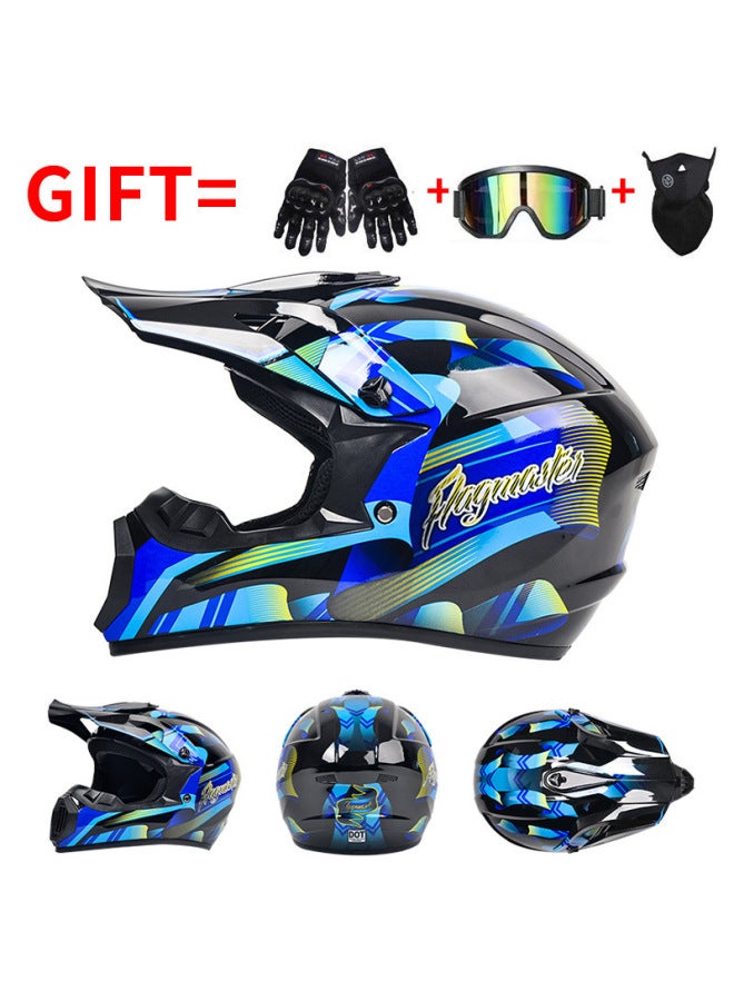 Blue Symphony DOT Certified Full-Face Off-Road Motorcycle and Mountain Bike Safety Helmet