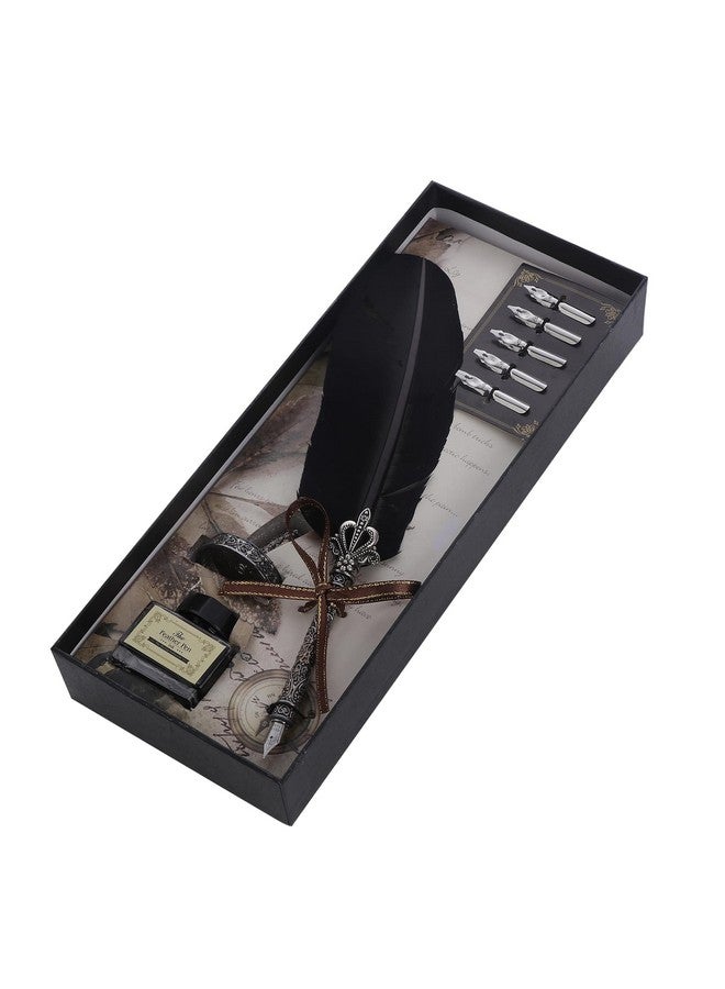 KABEER ART Black Feather Dip Pen Set with 5PCs Nib - Image 2