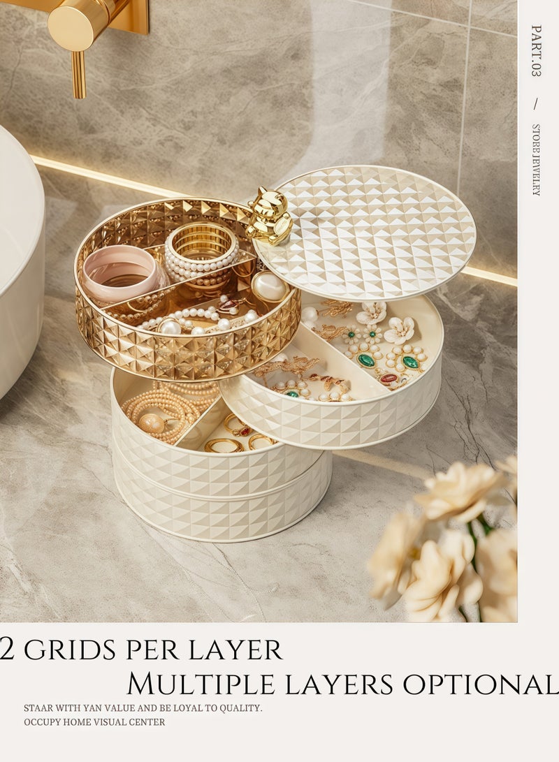Four-layer jewelry box, jewelry storage box, jewelry storage box, rotating jewelry storage box, portable detachable grid tray jewelry storage box, suitable for earrings, rings, necklaces, bracelets, - Image 4