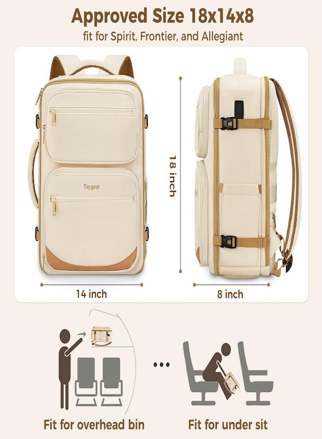 Taygeer Spirit Airlines Personal Item Bag 18x14x8, Underseat Personal Item Backpack with Makeup Compartment & Water Bottle Pocket, 18x14x8 Inches Carry on Backpack for Women Fit Spirit Frontier,Beige - Image 3