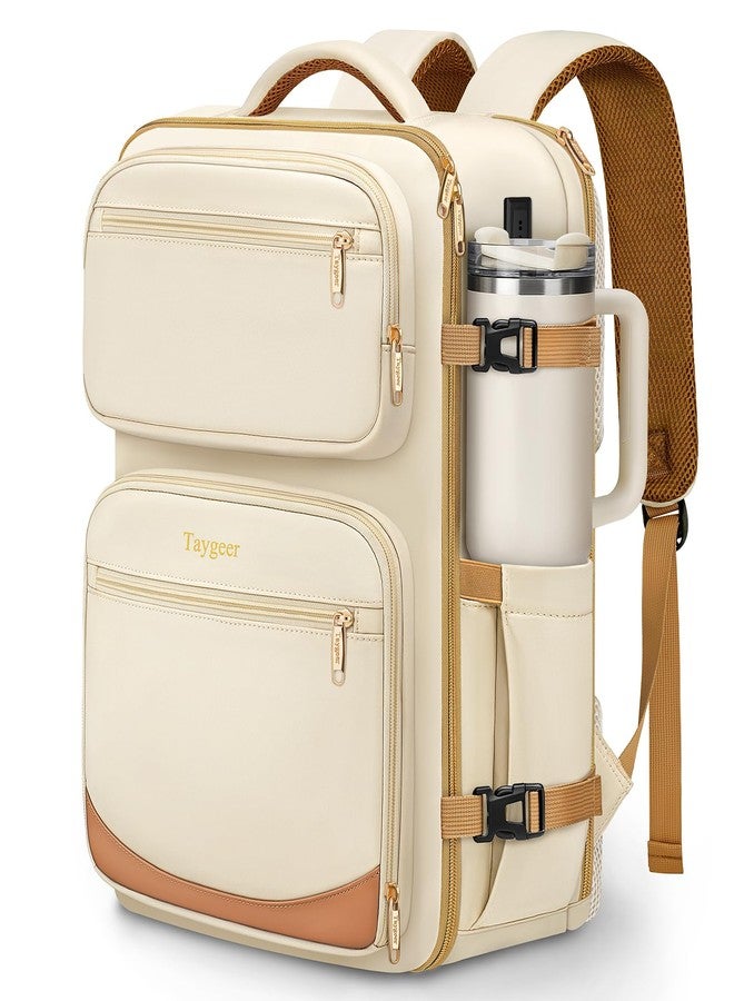Taygeer Spirit Airlines Personal Item Bag 18x14x8, Underseat Personal Item Backpack with Makeup Compartment & Water Bottle Pocket, 18x14x8 Inches Carry on Backpack for Women Fit Spirit Frontier,Beige - Image 1