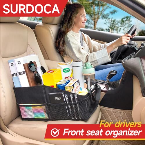 SURDOCA Car Seat Organizer for Front Seat or Backseat, Car Storage Organizer for kids, Car Caddy Organizer for Office Files, Books, Toys, Snacks, Drinks, Cups - Image 3