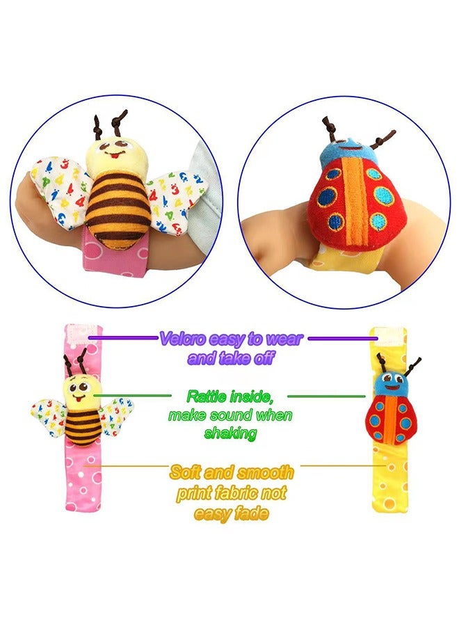 Baby Wrist Rattle Socks Foot Finder for Baby Arm Hand Rattle Feet Leg Ankle Socks Newborn Soft Sensory Toys Baby Socks Newborn Rattles Toys  Set Perfect Baby Gifts for 0-12 Months,Garden Bug Series ﻿4 piece ﻿ - Image 5
