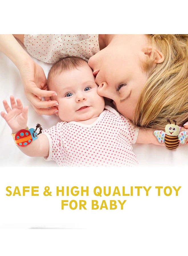 Baby Wrist Rattle Socks Foot Finder for Baby Arm Hand Rattle Feet Leg Ankle Socks Newborn Soft Sensory Toys Baby Socks Newborn Rattles Toys  Set Perfect Baby Gifts for 0-12 Months,Garden Bug Series ﻿4 piece ﻿ - Image 3