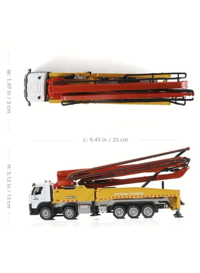 Yellow 1 50 Scale Metal Cement Mixer Truck Model With Folding Boom Manual Operation Construction Vehicle Toy - Image 3