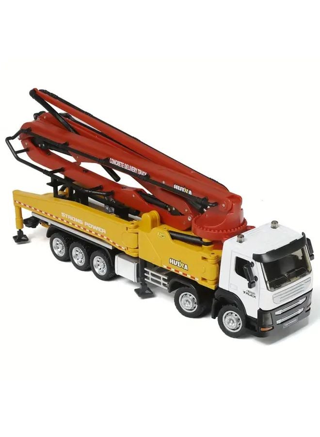 Yellow 1 50 Scale Metal Cement Mixer Truck Model With Folding Boom Manual Operation Construction Vehicle Toy - Image 1