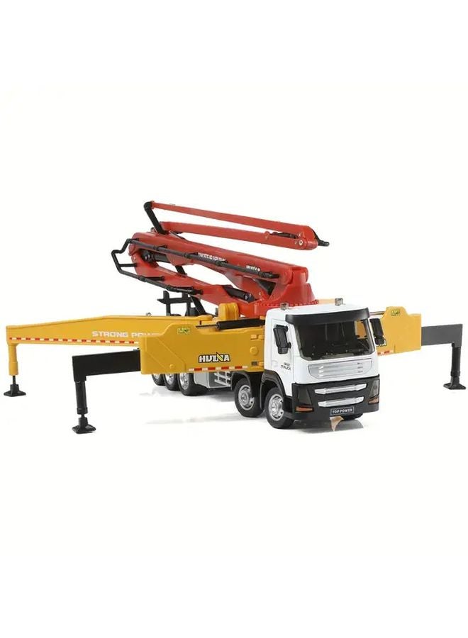 Yellow 1 50 Scale Metal Cement Mixer Truck Model With Folding Boom Manual Operation Construction Vehicle Toy - Image 4