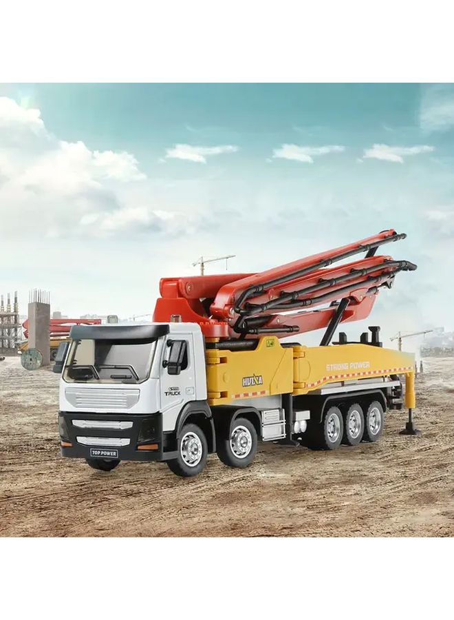 Yellow 1 50 Scale Metal Cement Mixer Truck Model With Folding Boom Manual Operation Construction Vehicle Toy - Image 5