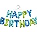 TONIFUL Blue Green Happy Birthday Balloons Banner 16 Inch Mylar Foil Letters Birthday Sign Bunting Reusable for Girls Boys Kids Adults Birthday Decorations and Party Supplies - Image 3