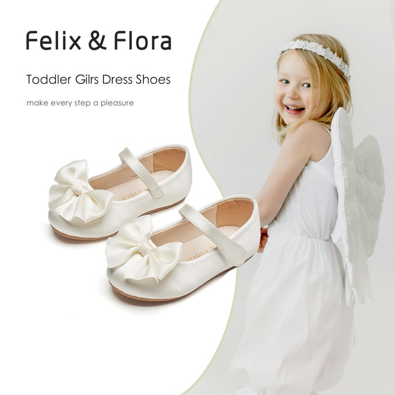 Felix & Flora Toddler Flower Girl Dress Shoes Ivory White Size 8 Girl Ballet Flats Party School Shoes Wedding - Image 4