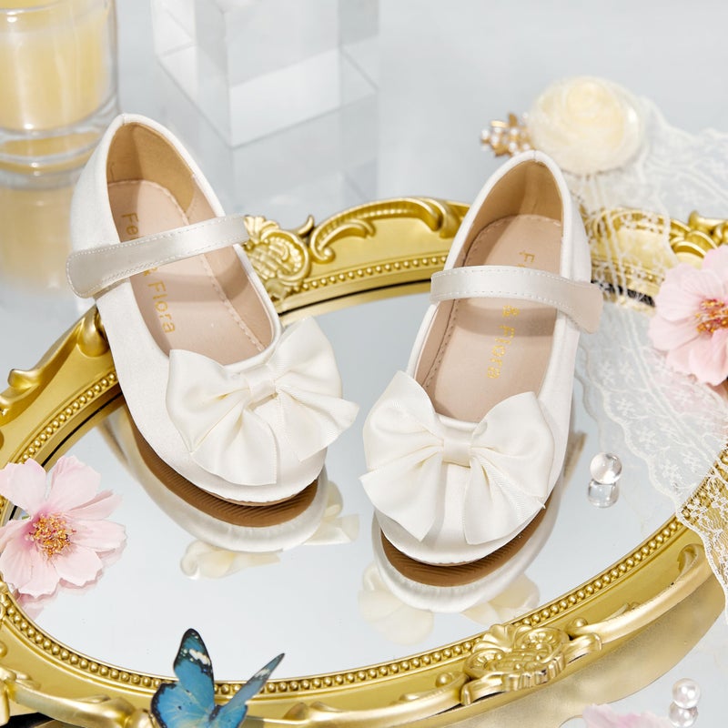Felix & Flora Toddler Flower Girl Dress Shoes Ivory White Size 8 Girl Ballet Flats Party School Shoes Wedding - Image 3