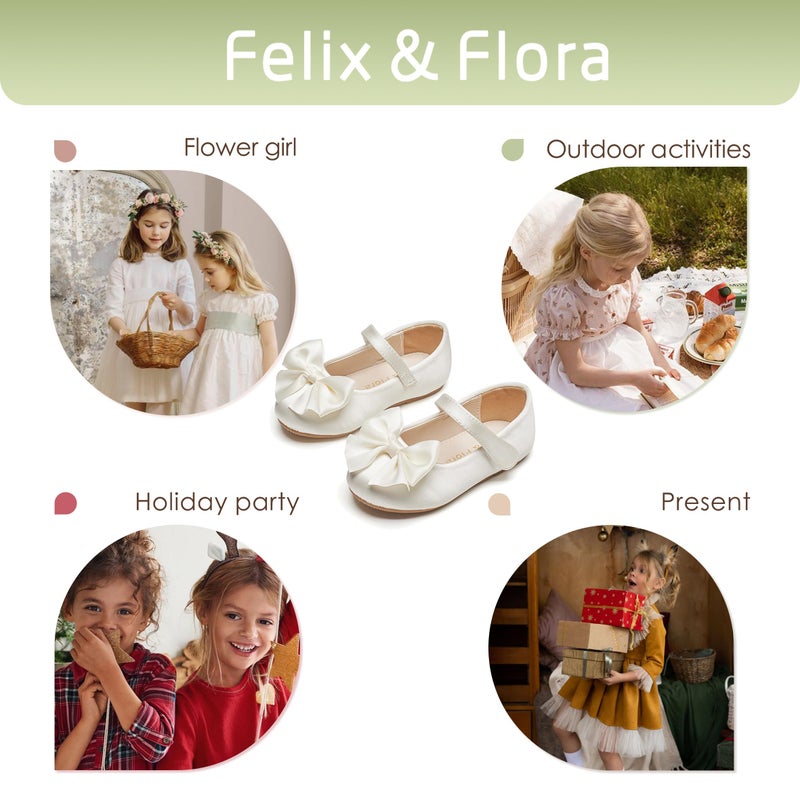 Felix & Flora Toddler Flower Girl Dress Shoes Ivory White Size 8 Girl Ballet Flats Party School Shoes Wedding - Image 5