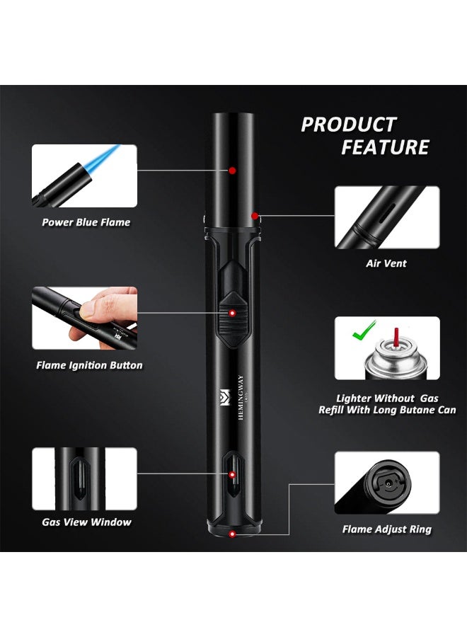 Hemingway Single Jet Torch Lighter - Windproof, Refillable Pen-Style Lighter for Cigar, BBQ, BUkhoor, Lighter For Oud, Candles,  - Sleek Black Finish - Image 5