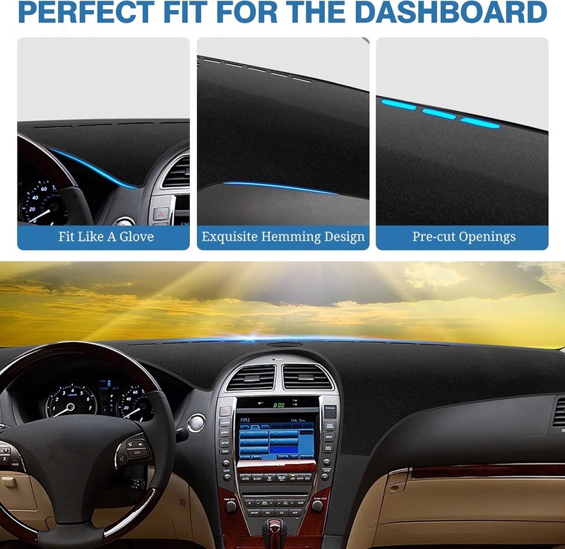 FIILINES Custom Fit for Dashboard Cover Lexus ES ES240 ES350 2007 2008 2009 2010 2011 2012 Lexus ES Accessories Suede Dash Cover Mat Sunshade Anti-Slip Pad Carpet Protector - Image 4