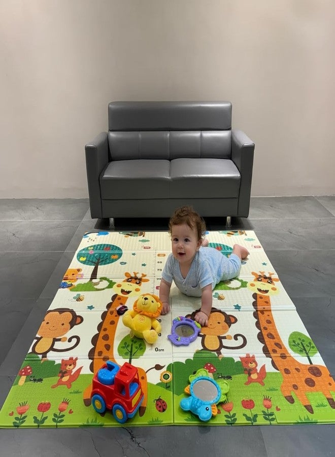 ROARIFY Premium Reversible Baby Play Mat | Extra Large Soft Foam Crawling Mat for Babies & Toddlers | Non-Slip, Waterproof, Easy to Clean | Multicolor Foldable Learning Play Mat for Indoor & Outdoor (6.5 X 5 ft, 0.8 cm Thickness) Giraffe-Jungle, Multicolor - Image 1