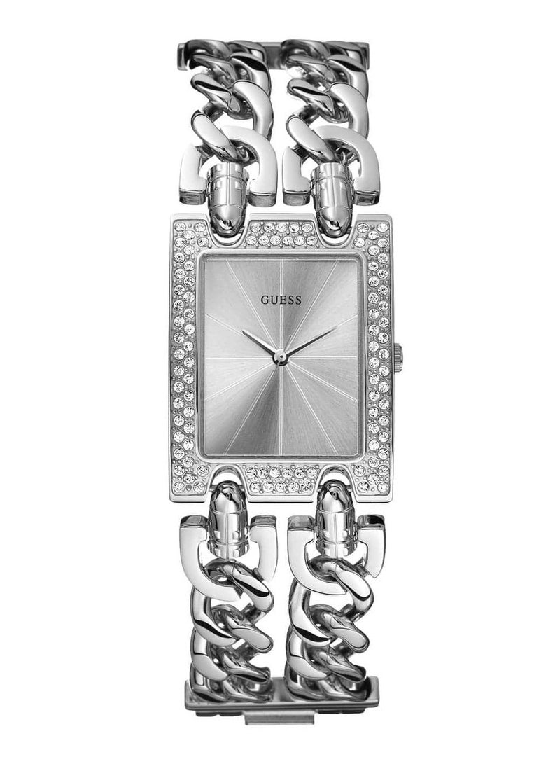 Guess Silver-Tone Crystal-Accented Watch For Women - Image 1