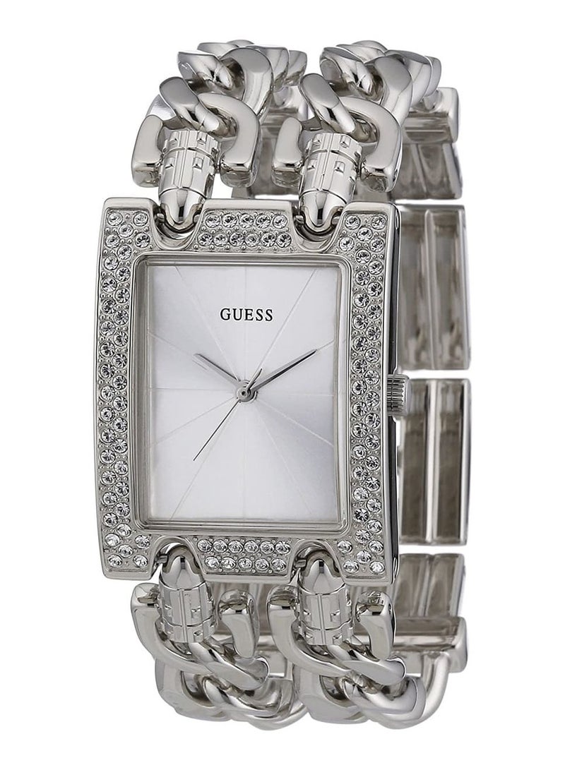 Guess Silver-Tone Crystal-Accented Watch For Women - Image 2