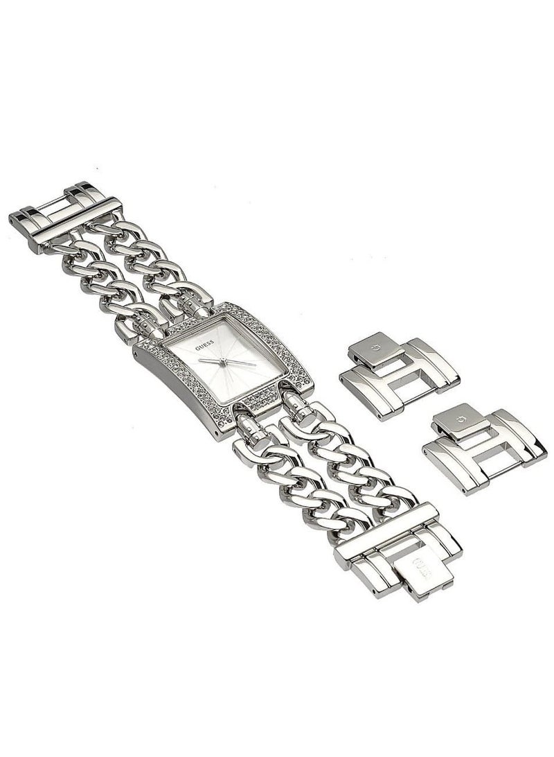 Guess Silver-Tone Crystal-Accented Watch For Women - Image 3