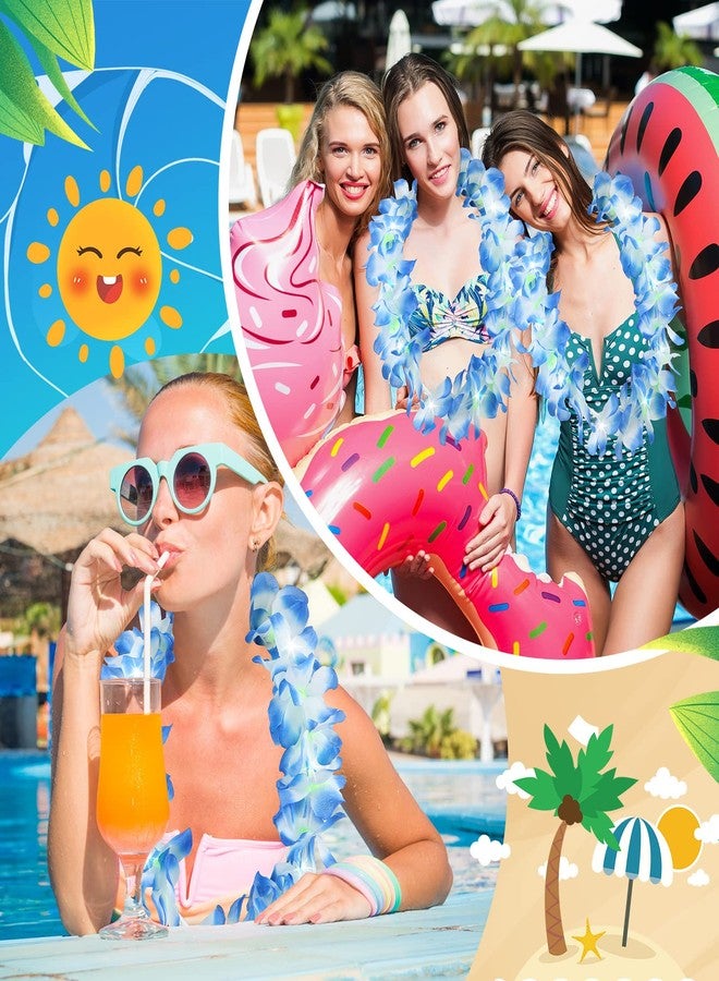 شير 48 قطعة من قلائد الزهور المضيئة بتقنية LED هاواي، قلائد زهور مع أضواء LED، قلائد زهور لحفلات لواو التنكرية، حفلات الزفاف على الشاطئ، لوازم الحفلات ذات الطابع الاستوائي (ألوان زاهية) - Image 4