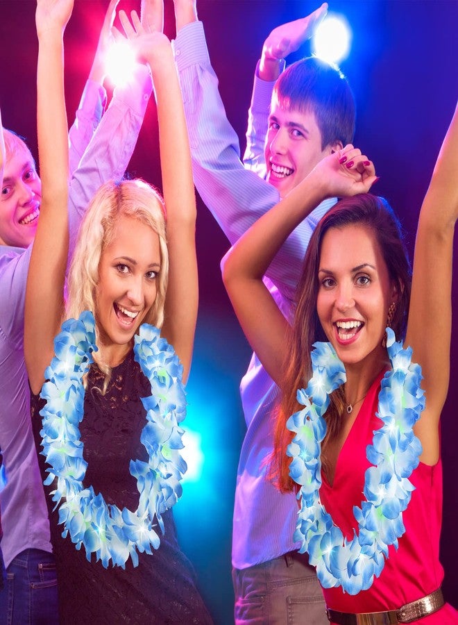 شير 48 قطعة من قلائد الزهور المضيئة بتقنية LED هاواي، قلائد زهور مع أضواء LED، قلائد زهور لحفلات لواو التنكرية، حفلات الزفاف على الشاطئ، لوازم الحفلات ذات الطابع الاستوائي (ألوان زاهية) - Image 5