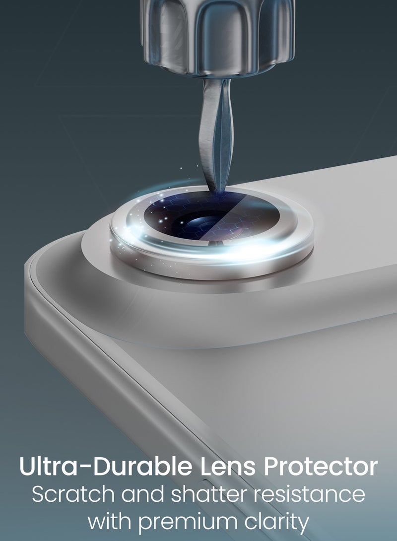 Moxedo Camera Lens Protector for iPhone 17 Air 6.5” 2025 9H Tempered Glass Aluminum Alloy Individual Ring Camera Lens Cover Protector with Easy Installation Tool – Silver - Image 3