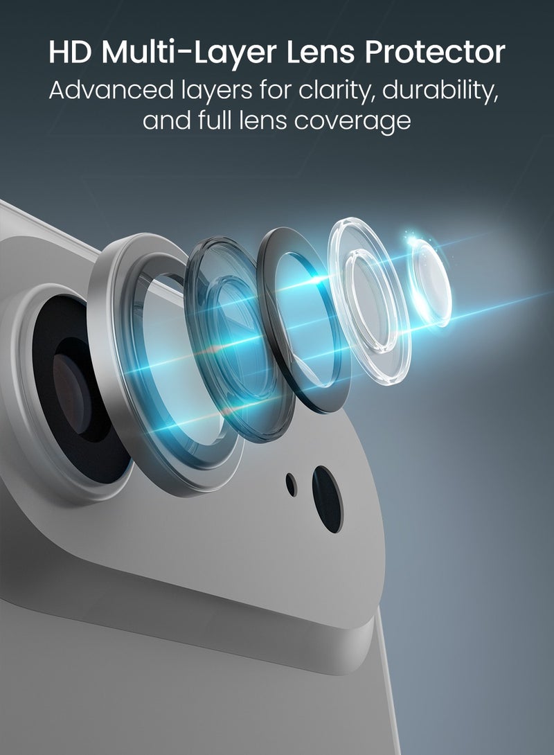 Moxedo Camera Lens Protector for iPhone 17 Air 6.5” 2025 9H Tempered Glass Aluminum Alloy Individual Ring Camera Lens Cover Protector with Easy Installation Tool – Silver - Image 4