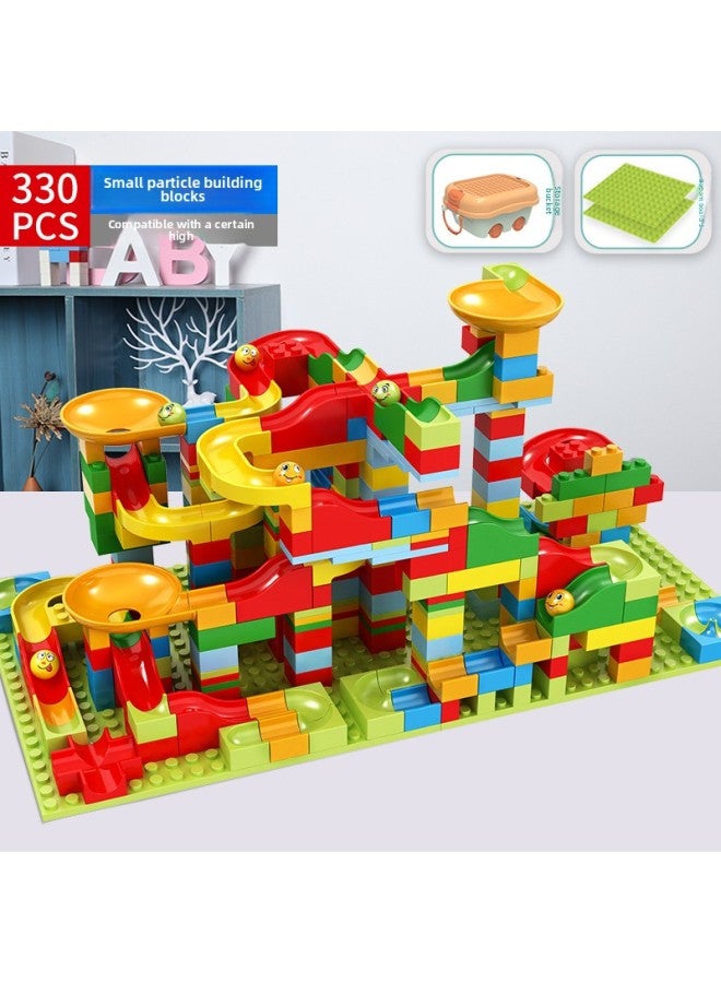 Children's Building Blocks Toy Assembled Educational Boys 3 To 6 Years Old Multifunctional Size Particles Slide Enlightenment Intelligence Development-Color:Variety Slide | 330 Particles + Storage Bucket | Free Bottom Plate  - Image 1