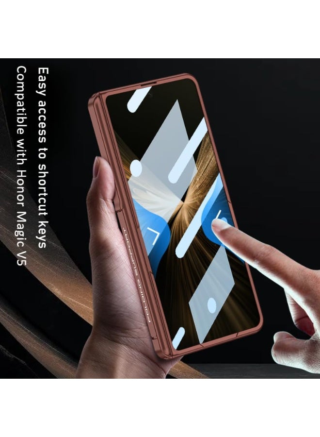 general Magnetic Case Compatible with Honor Magic V5, Built in Magnetic Attraction and High Definition Tempered Film, Anti Shock and Anti Fall Cover with Hidden Bracket - Image 2