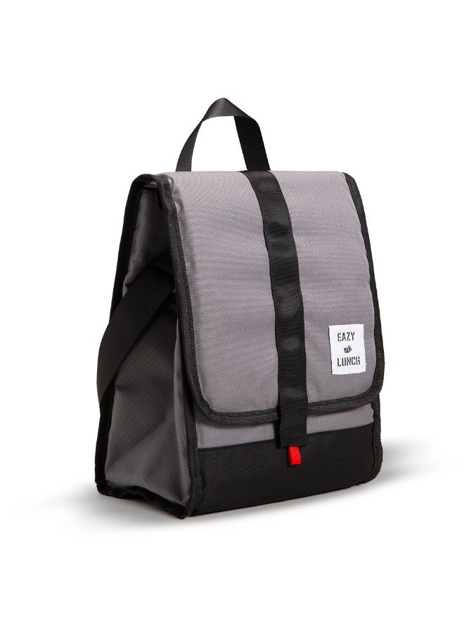Eazy Kids Lunch Bag – Insulated, Foldable & Stylish (Grey & Black) - Image 1