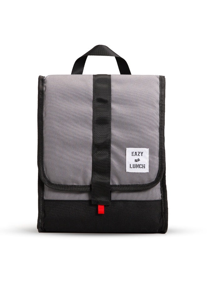 Eazy Kids Lunch Bag – Insulated, Foldable & Stylish (Grey & Black) - Image 2