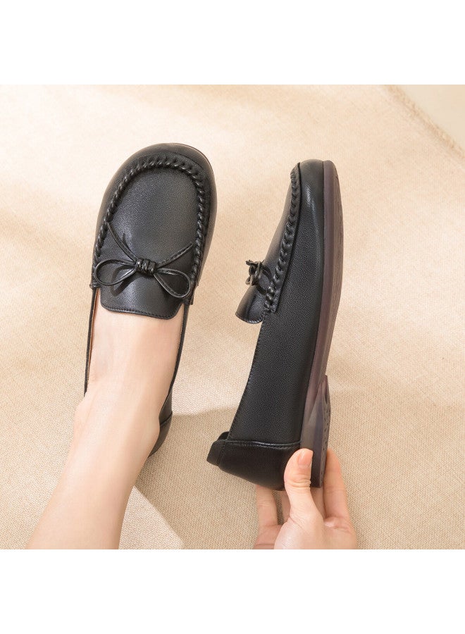 Aokang Women's Shoes Spring Summer New Comfortable Non-slip Casual Soft Sole Mom Shoes Shallow Flat Leather Shoes Mt - Image 4