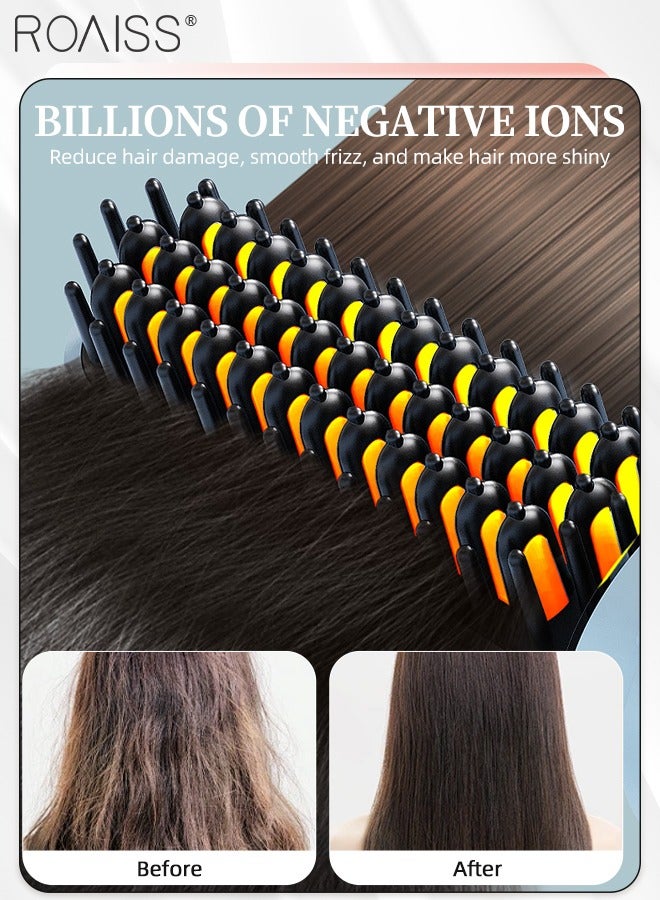 roaiss Negative Lon Cordless Hair Straightening Brush, Portable Mini Hair Straightening Comb Styling Brush, 4-speed Temperature Control with LCD Display for Travel Styling - Image 2