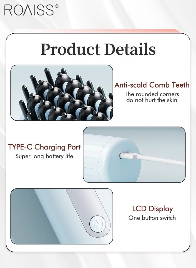 roaiss Negative Lon Cordless Hair Straightening Brush, Portable Mini Hair Straightening Comb Styling Brush, 4-speed Temperature Control with LCD Display for Travel Styling - Image 5