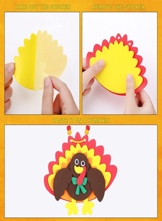 MTLEE 12 Sets Thanksgiving Turkey Craft Kits, Foam Turkey Necklace Craft Kit, DIY Turkey Necklace Thanksgiving Crafts for Kids Halloween Thanksgiving Party Favors Holiday Activities, 4 Styles - Image 5