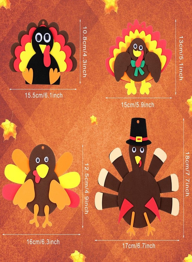 MTLEE 12 Sets Thanksgiving Turkey Craft Kits, Foam Turkey Necklace Craft Kit, DIY Turkey Necklace Thanksgiving Crafts for Kids Halloween Thanksgiving Party Favors Holiday Activities, 4 Styles - Image 2