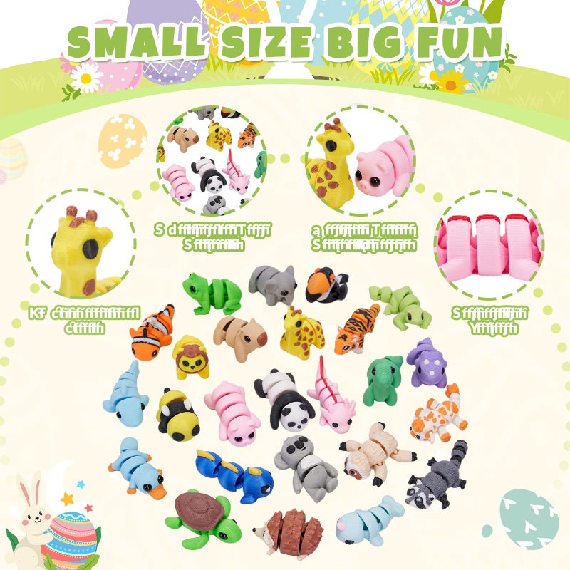 Cessfle Mini 3D Printed Animals Easter for Easter Basket Stuffers, 3D Printed Party Favors Classroom School Prize Rewards Gifts Exchange for Kids Boys Girls 3-5 5-7 8-12(25PCS- (No Magnet)) - Image 4