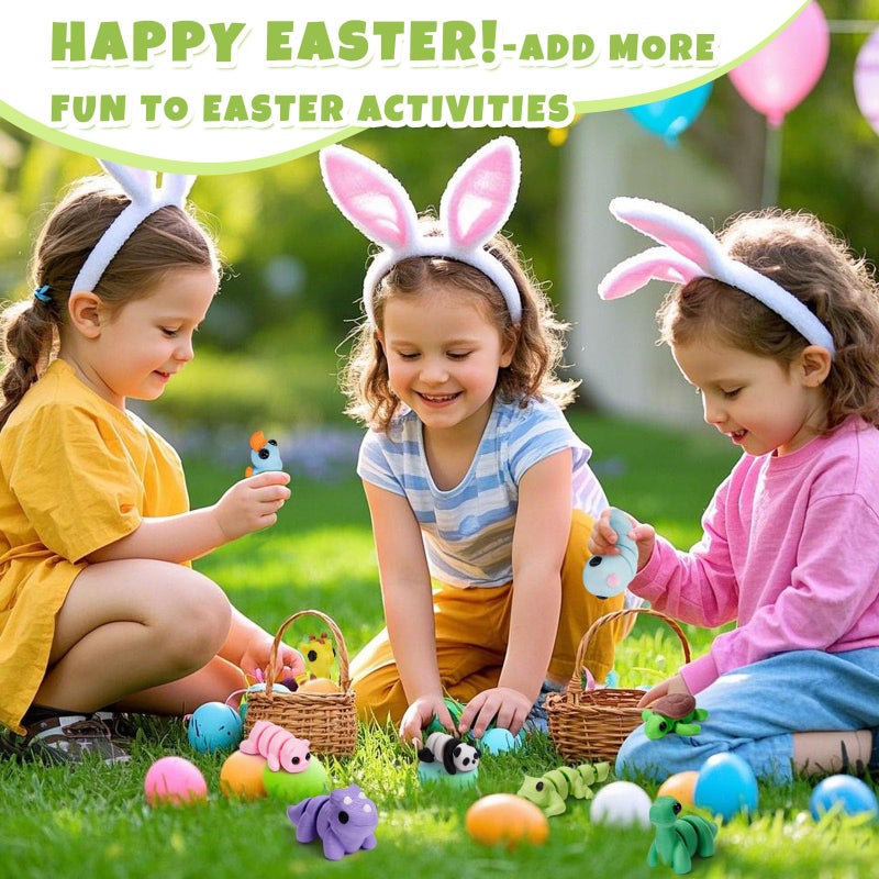 Cessfle Mini 3D Printed Animals Easter for Easter Basket Stuffers, 3D Printed Party Favors Classroom School Prize Rewards Gifts Exchange for Kids Boys Girls 3-5 5-7 8-12(25PCS- (No Magnet)) - Image 5