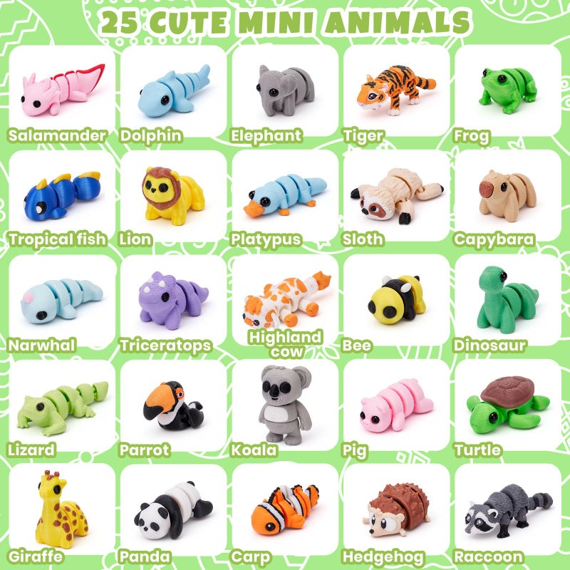 Cessfle Mini 3D Printed Animals Easter for Easter Basket Stuffers, 3D Printed Party Favors Classroom School Prize Rewards Gifts Exchange for Kids Boys Girls 3-5 5-7 8-12(25PCS- (No Magnet)) - Image 3