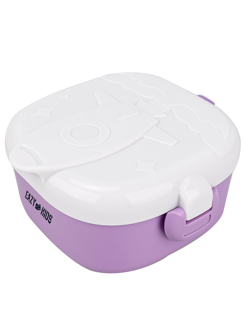Eazy Kids - Rocket Lunch Box Meal Set With Bowl, Scissor And Spoon - Purple (600Ml) - Image 1