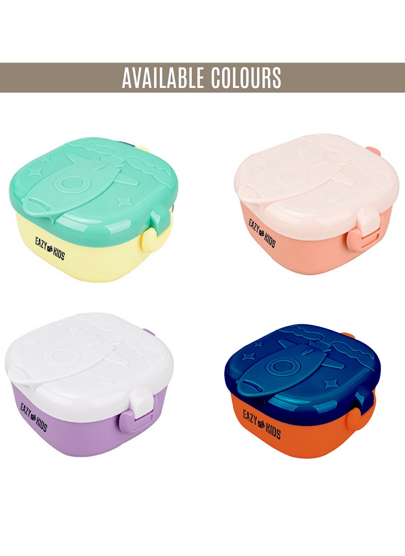 Eazy Kids - Rocket Lunch Box Meal Set With Bowl, Scissor And Spoon - Purple (600Ml) - Image 1
