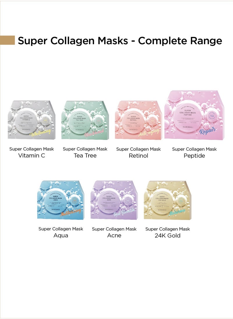 Banobagi - Super Collagen Peptide Mask – Revitalizing Korean Skincare Sheet Mask with Vegan Formula, Collagen, Hyaluronic Acid for Enhanced Skin Elasticity and Radiance. Deeply Hydrating, Firming, and Nourishing for a Youthful Glow – Perfect for All Skin Types – Pack of 3 - Image 1