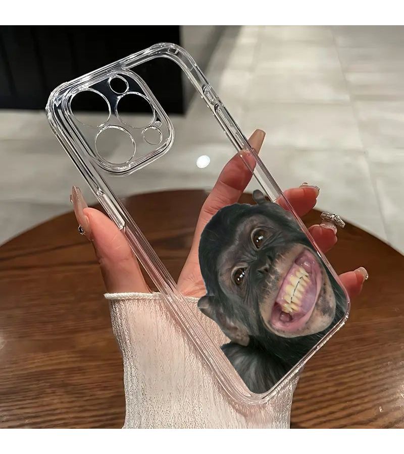 Transparent Funny Monkey Pattern Drop Proof Soft Protective Phone Case For iPhone 15 Pro Max - Image 4