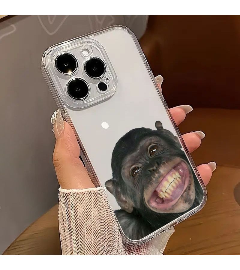 Transparent Funny Monkey Pattern Drop Proof Soft Protective Phone Case For iPhone 15 Pro Max - Image 1